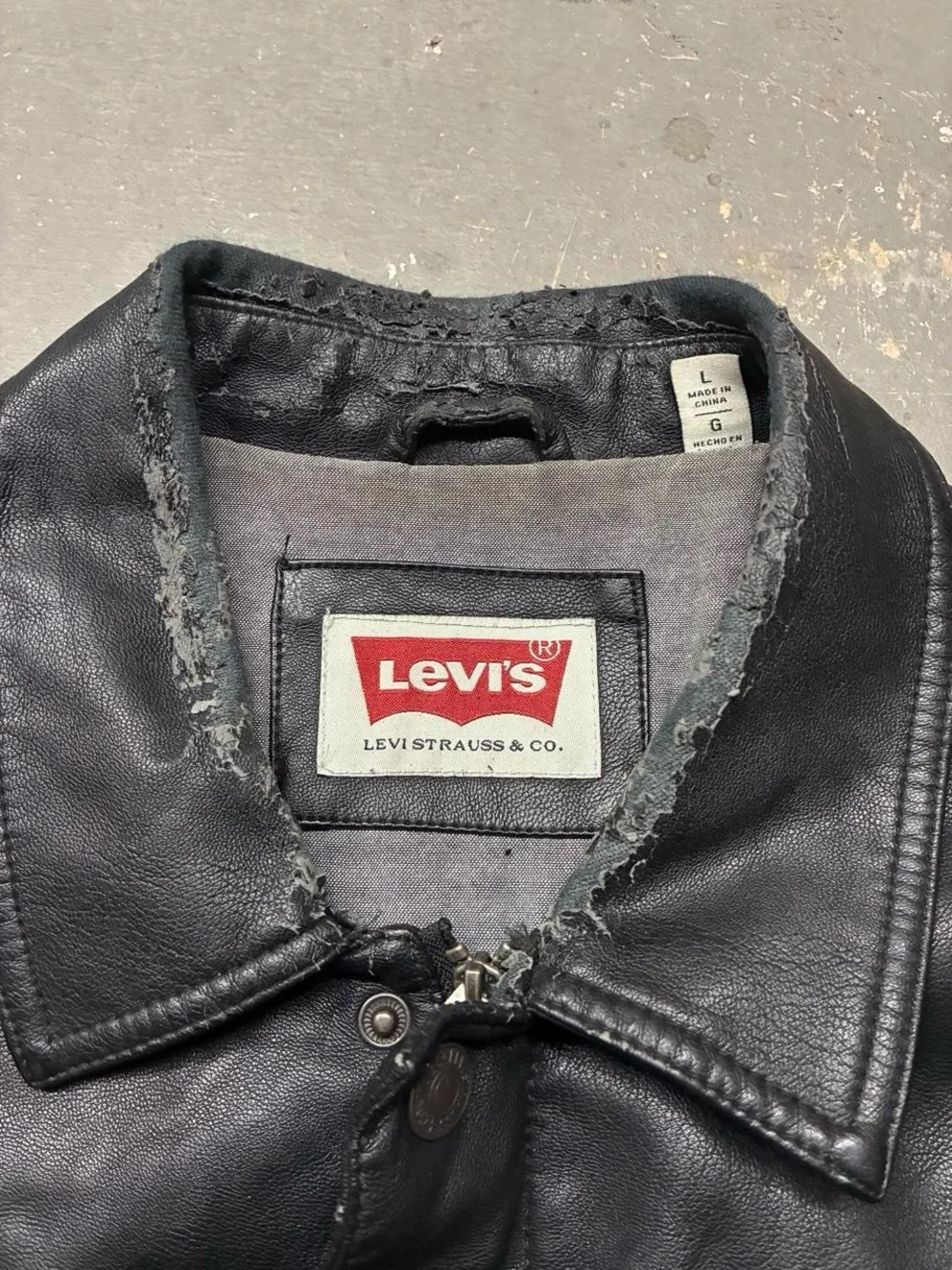 Levi's Black Faux Leather Trucker Bomber Jacket Men’s Large Biker